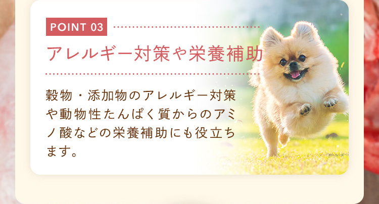 POINT3：穀物・添加物のアレルギー対策や栄養補助になる！